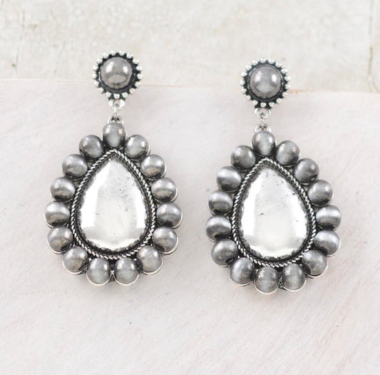 Navajo Pearl Teardrop Concho Earrings
