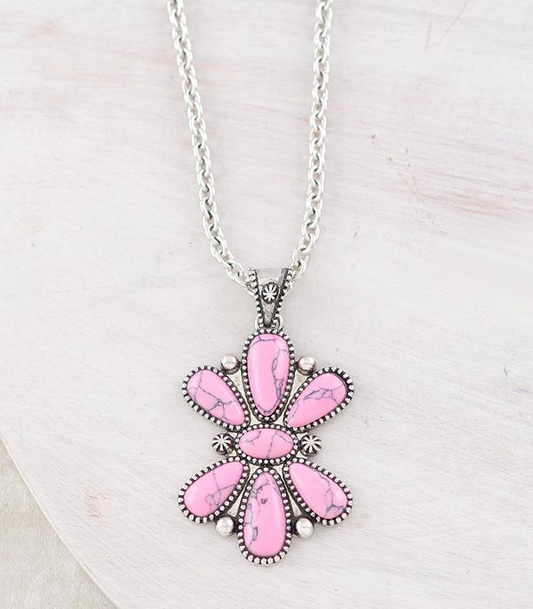 Semi Stone Cluster Necklace
