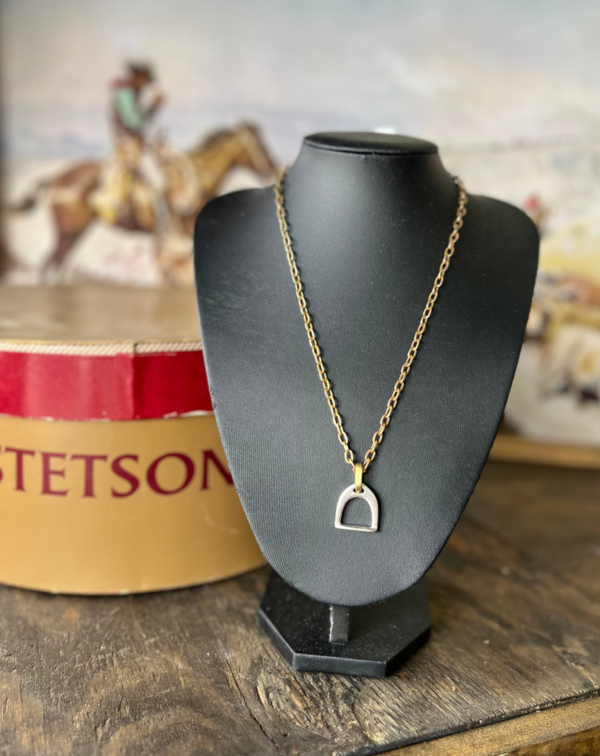 V2 Designs Gold Necklace with Silver Stirrup