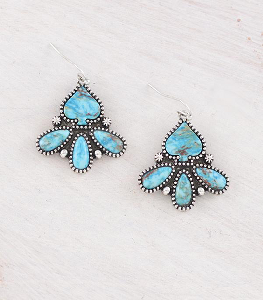Spade Semi Stone Earrings