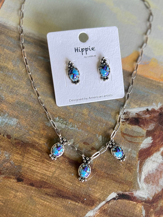 3 Pendant Semi Stone Necklace