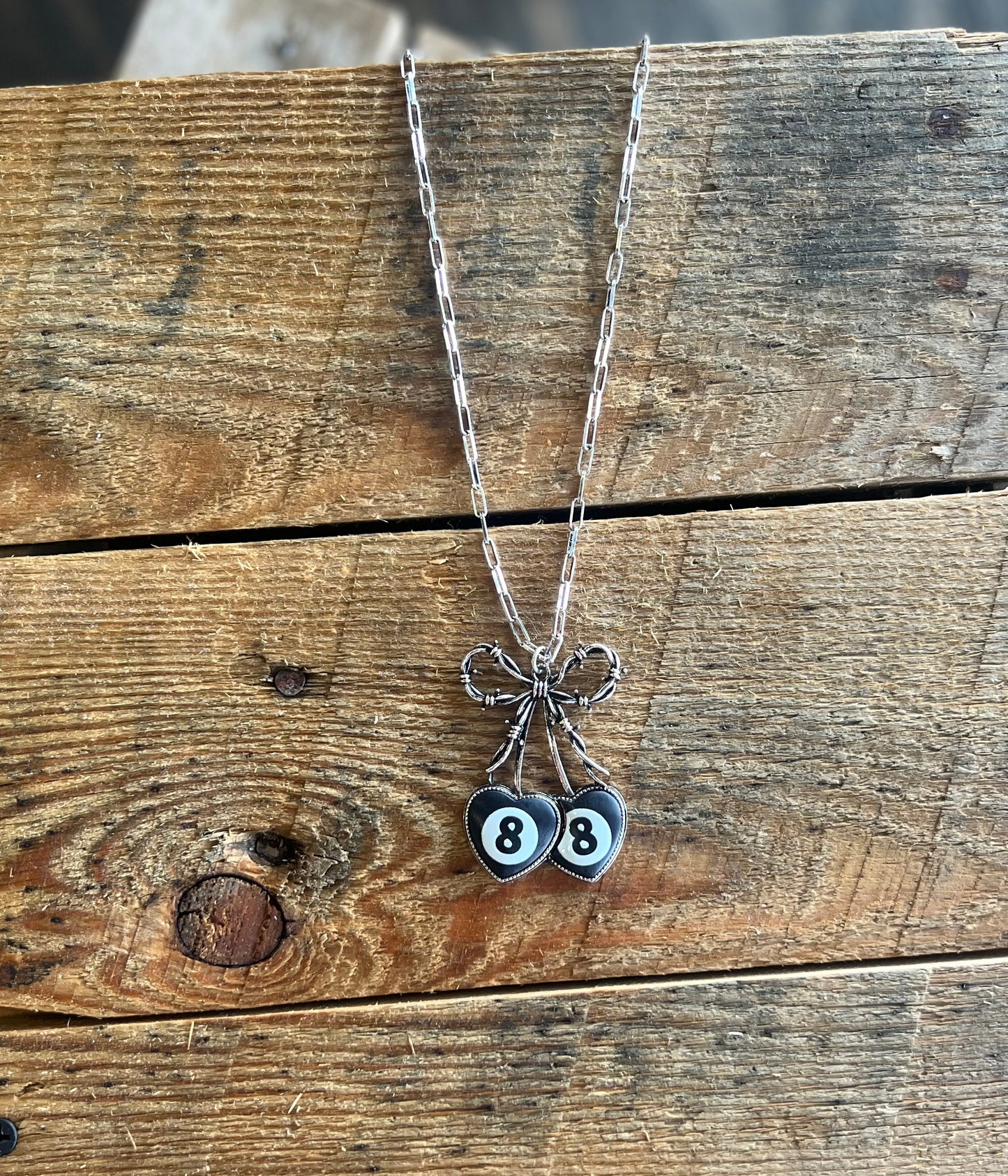 8 Ball Cherry Bow Necklace
