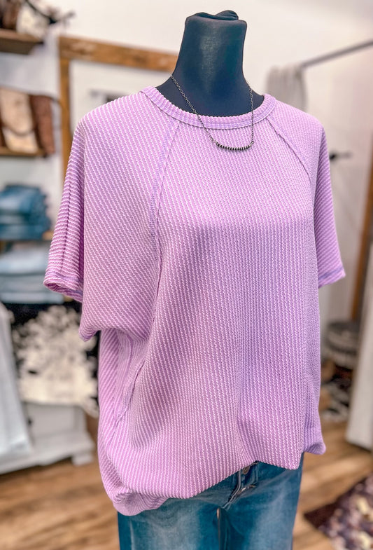 The Willa Ribbed Tee *Lavender