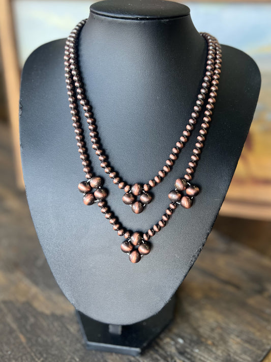 Clover Pattern Layered Navajo Pearl Necklace