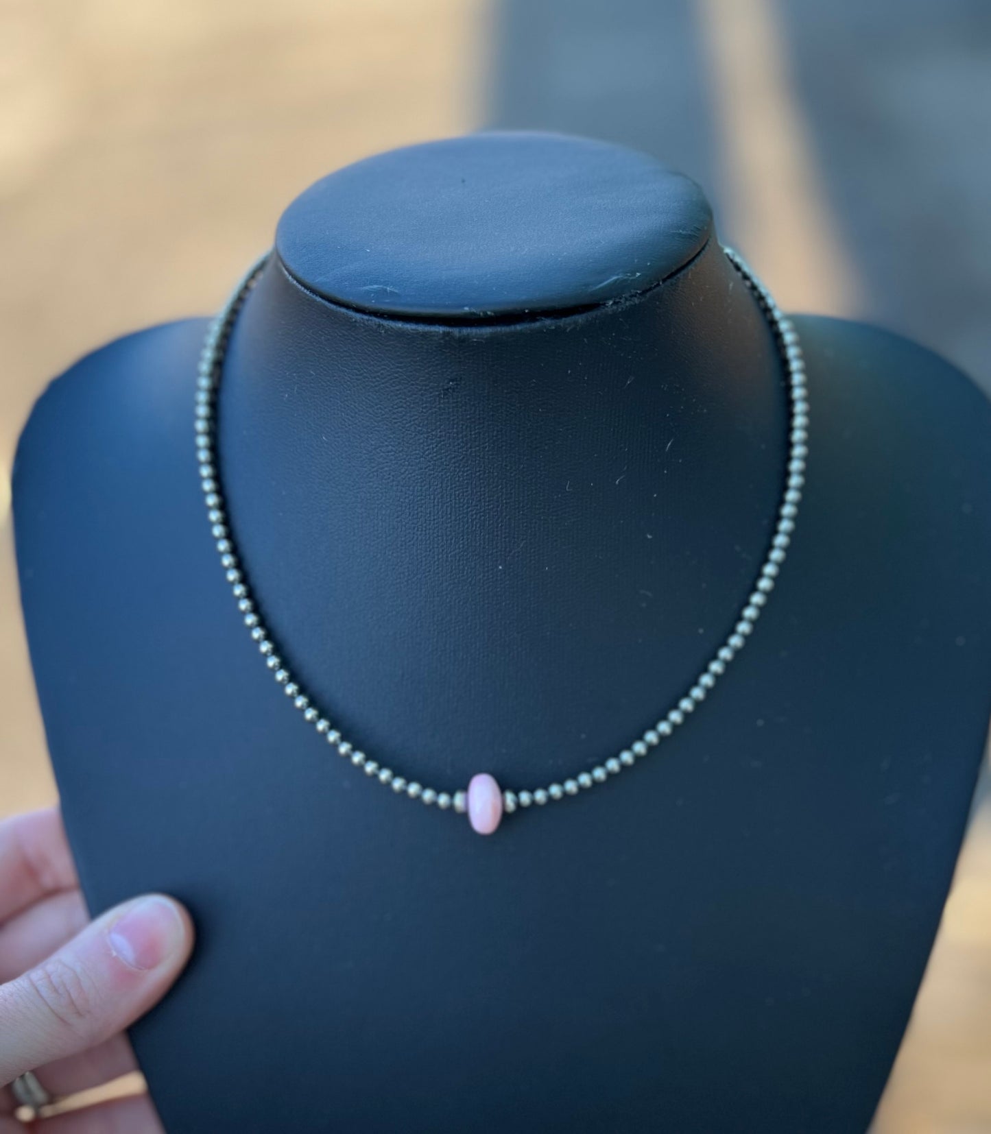 Sterling Silver Choker with Pink Conch Saucer