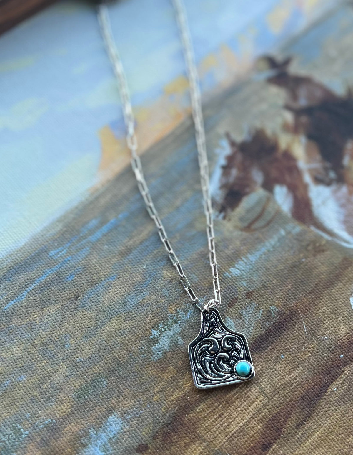 Tooled Cowtag Necklace
