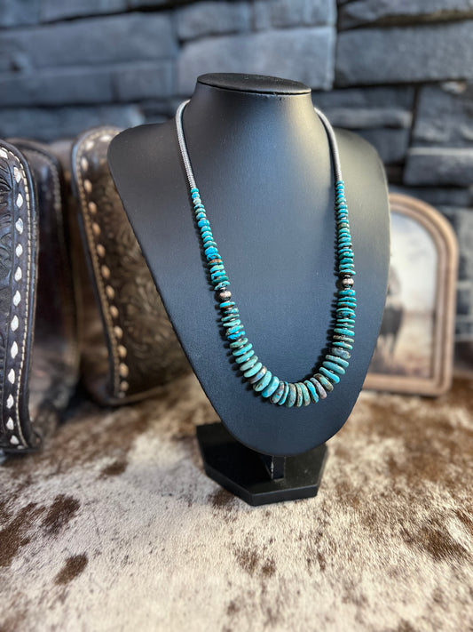 Dark Blue Turquoise Graduated Necklace