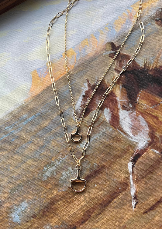 Layered Gold Horsebit Necklace