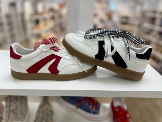 Black Gingham Retro Sneakers