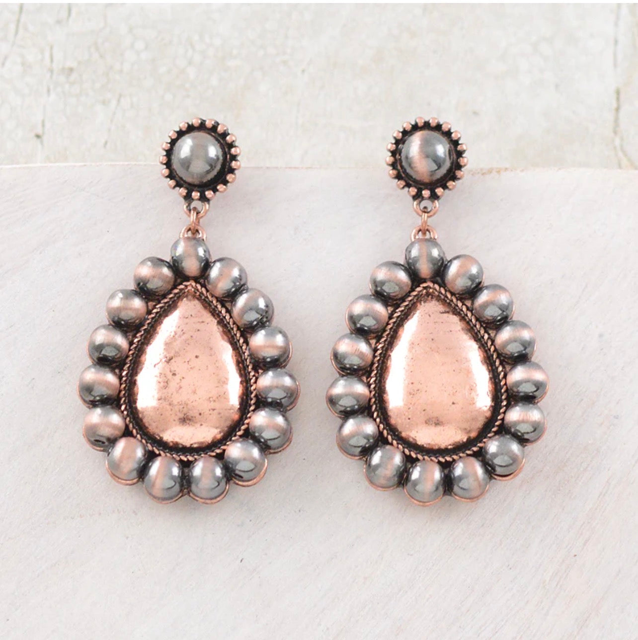 Navajo Pearl Teardrop Concho Earrings