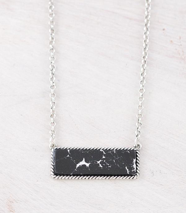 Semi Stone Bar Necklace