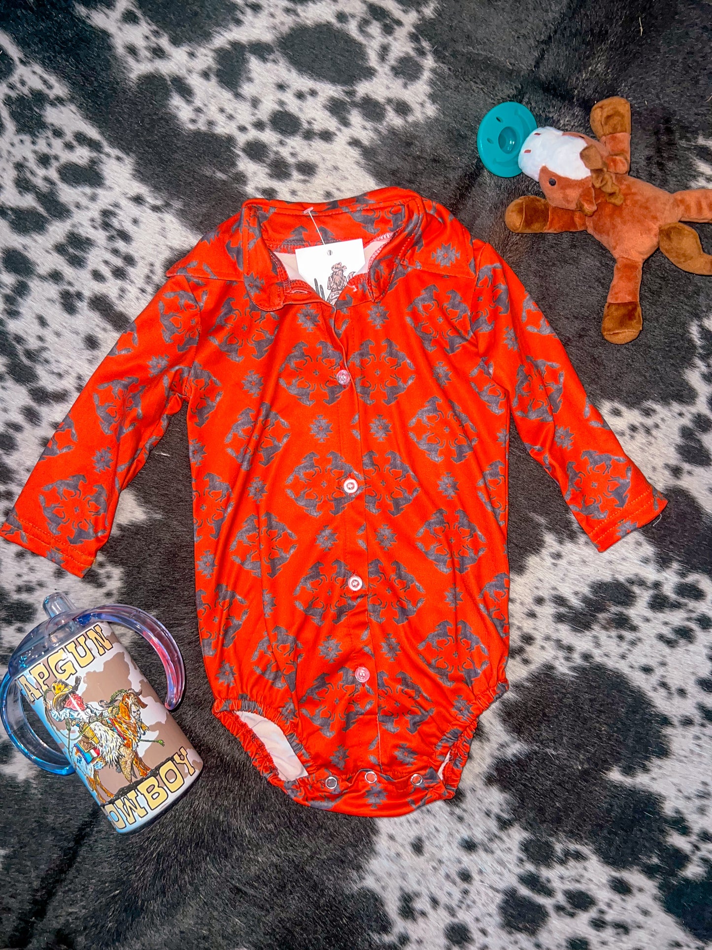Rust Aztec Collared Onsie