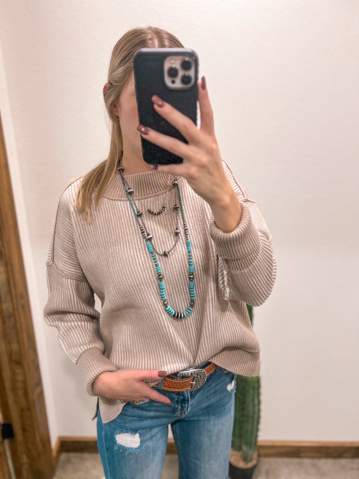 The Darla Two Tone Sweater *Ash Mocha