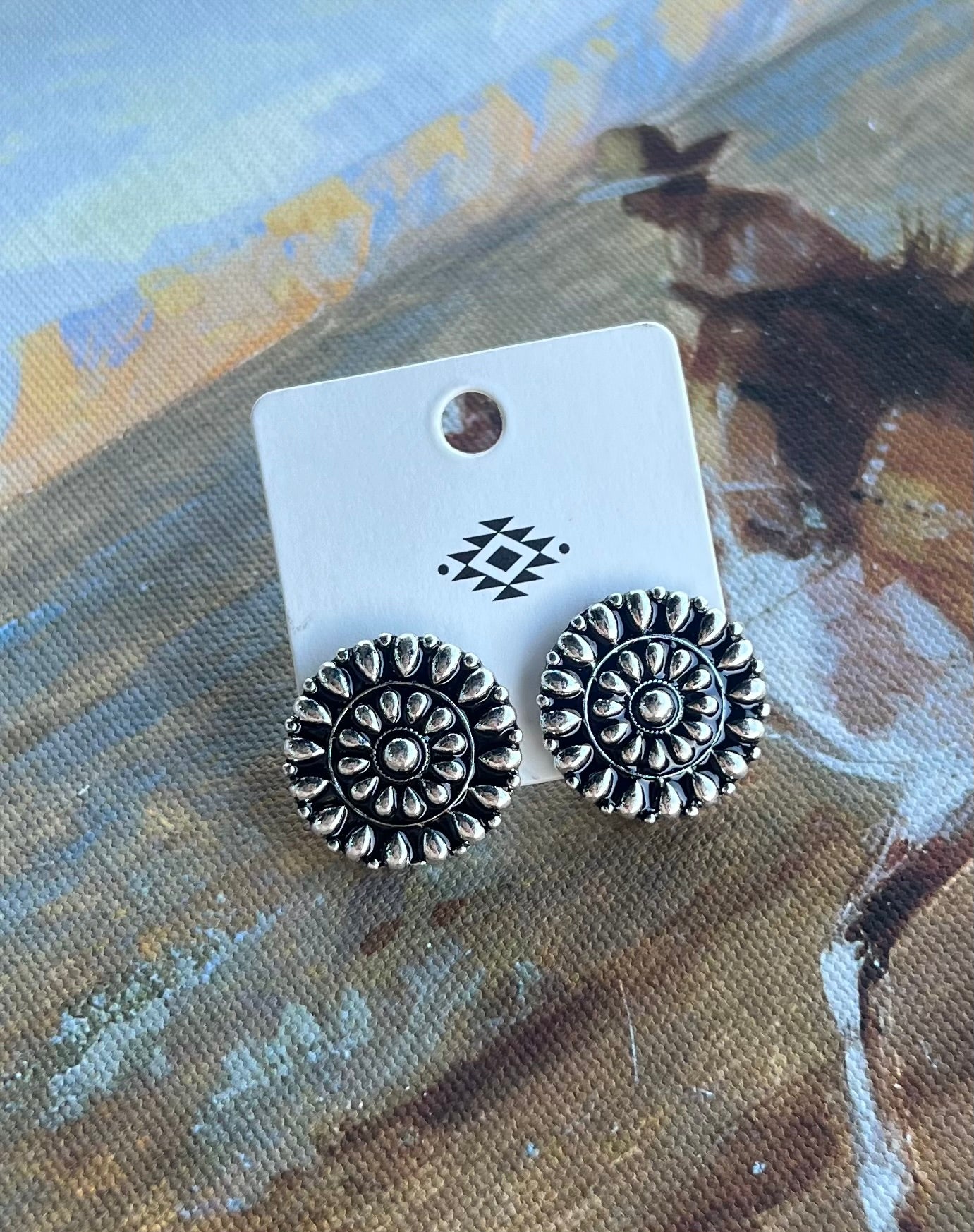 Silver Circle Concho Earrings