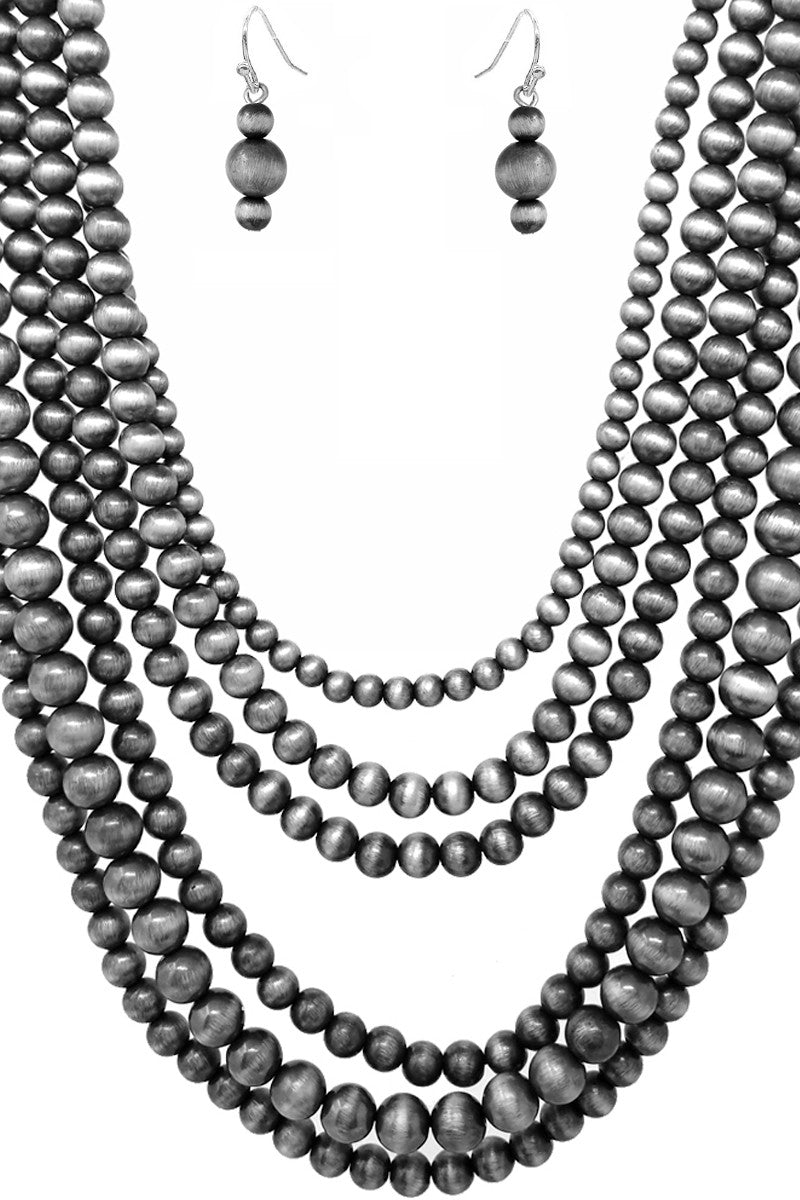 6 Row Layered Navajo Pearl Necklace Set