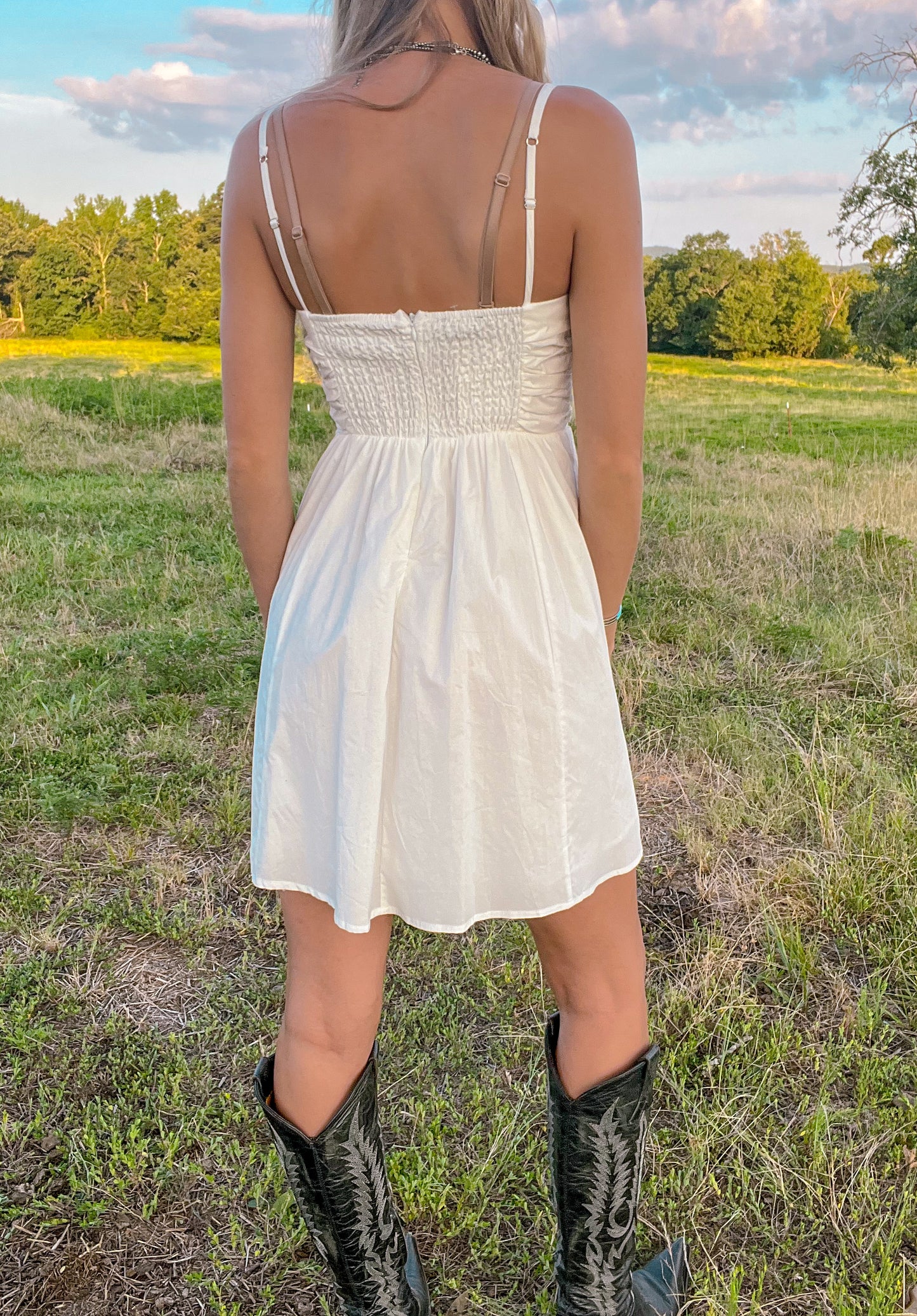 Nova Poplin Pleated Mini Dress *White