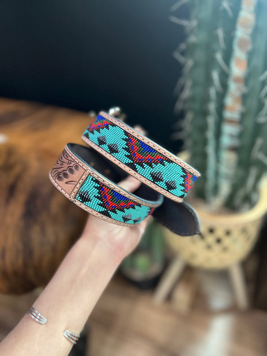 Cody Aztec Beaded & Tooled Belt