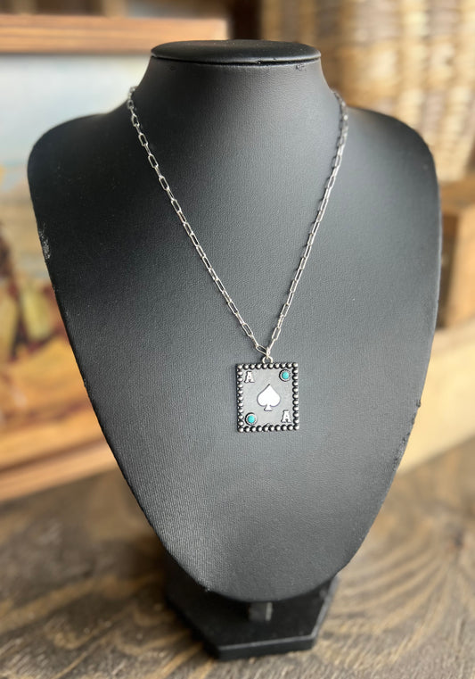 Turquoise Ace Card Necklace