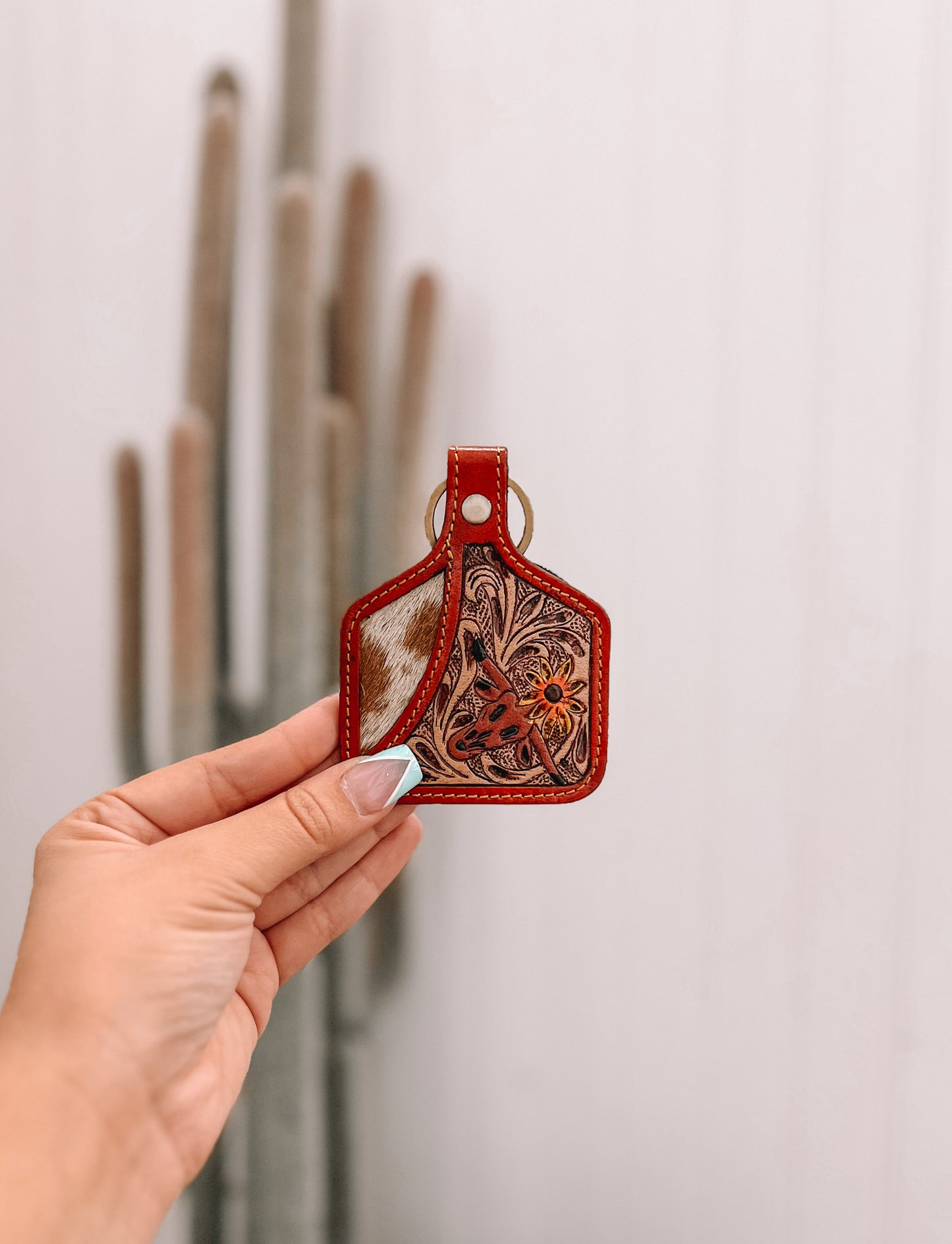 Steerhead Pass Hand-tooled Leather Key Fob
