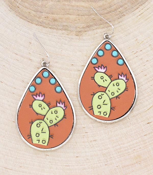 Cactus Faux Leather Earrings