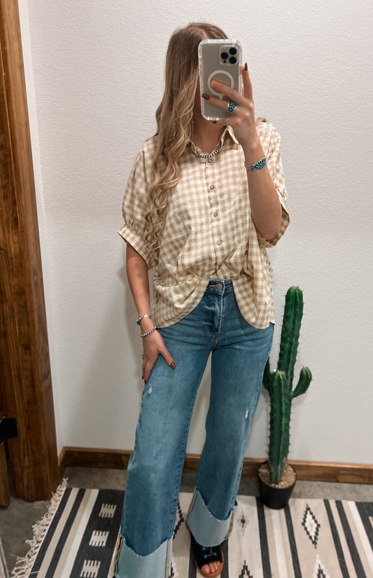 The Willow Gingham Top *Sand
