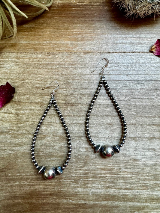 3mm & 10mm Sterling Silver Pearl Teardrop Earrings