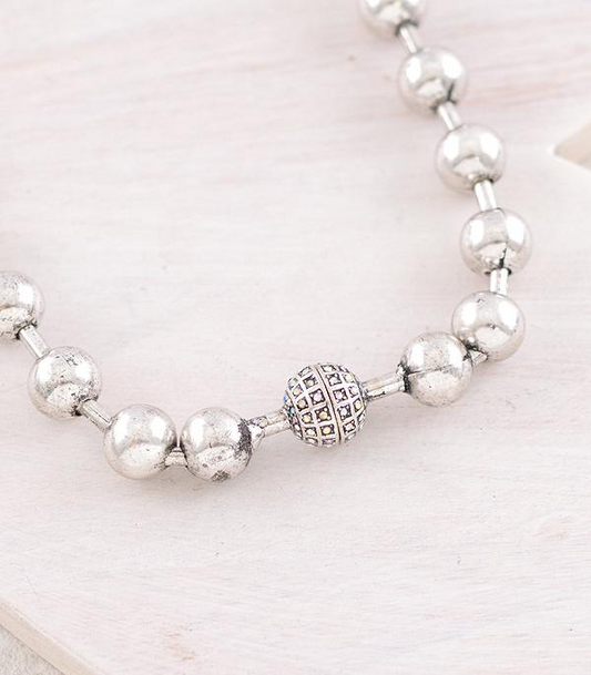 Silver Ball Bead Necklace * Large