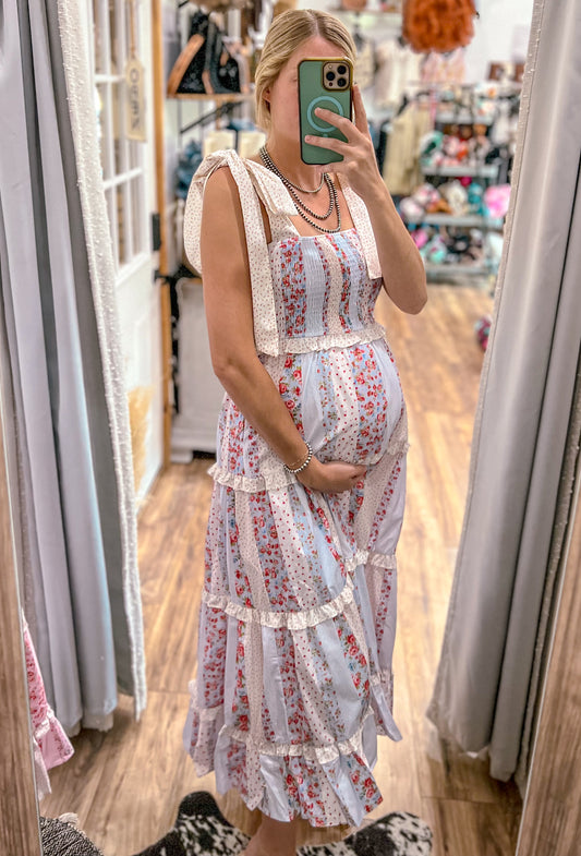 The Grace Floral Poplin Maxi *Blue
