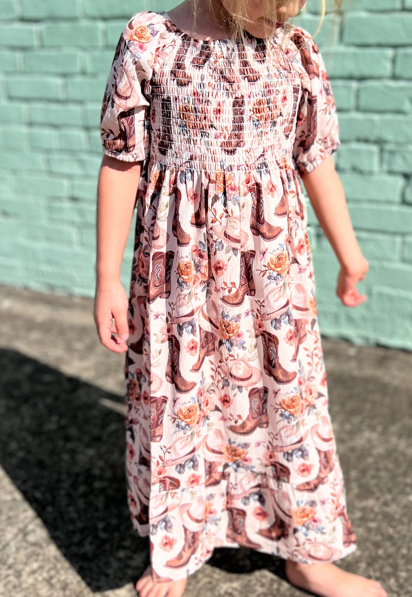 Girls Floral Boot Dress