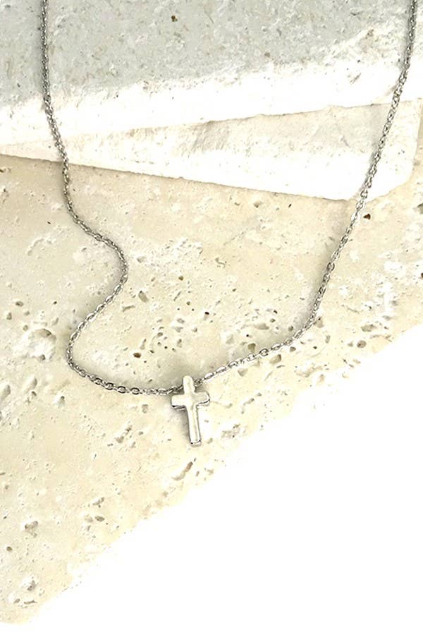Classic Mini Cross Necklace * Silver