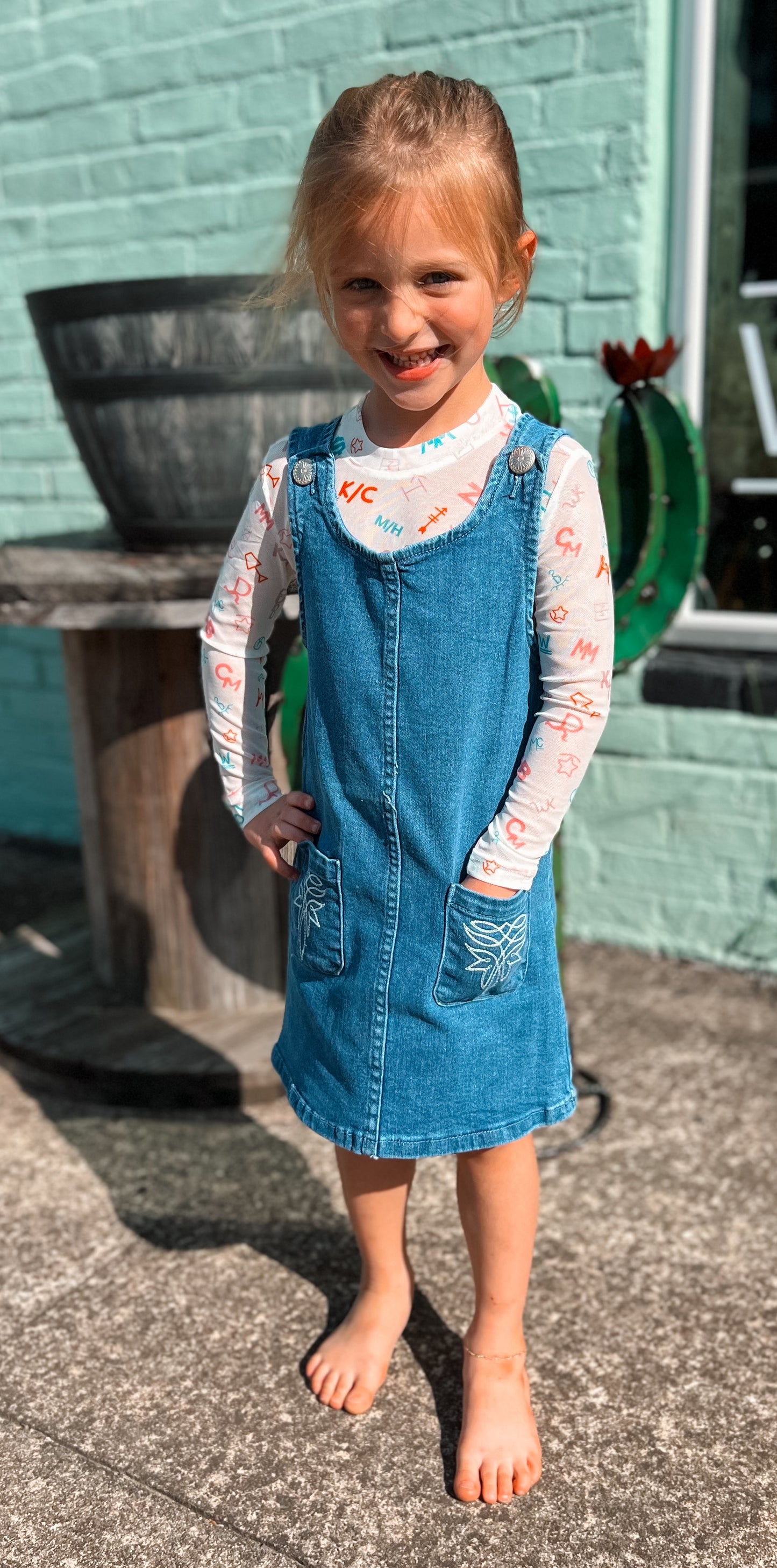 Girls Ivory Brands Mesh Long Sleeve