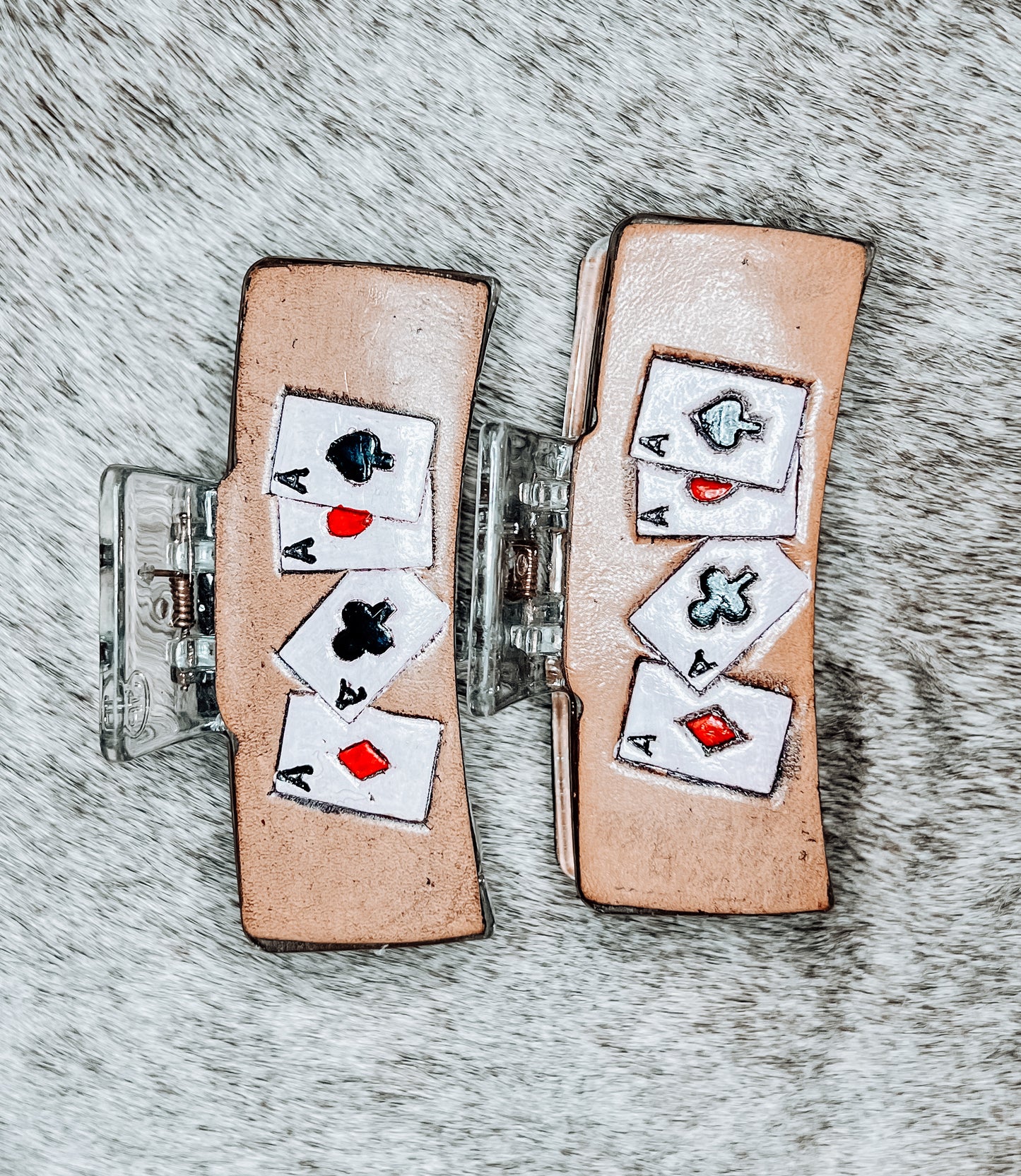 Cards Tooled Leather Claw Clip