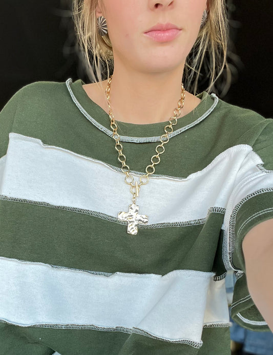 Hammered Cross Necklace