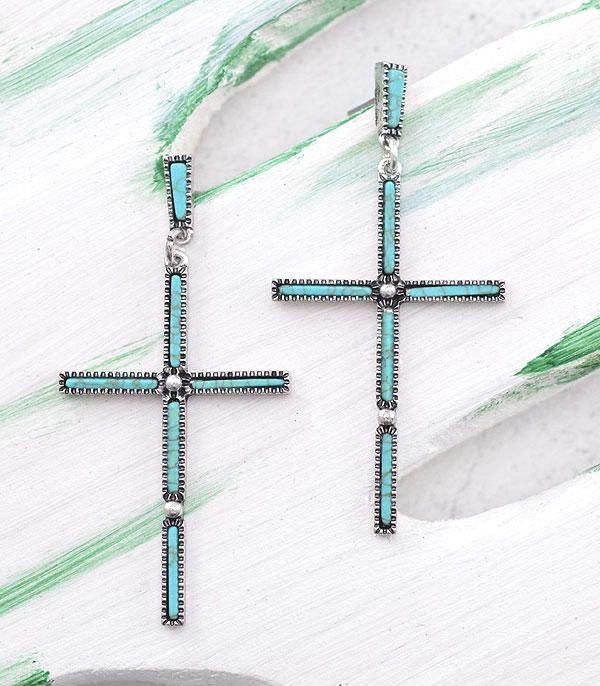 Turquoise Cross Earrings
