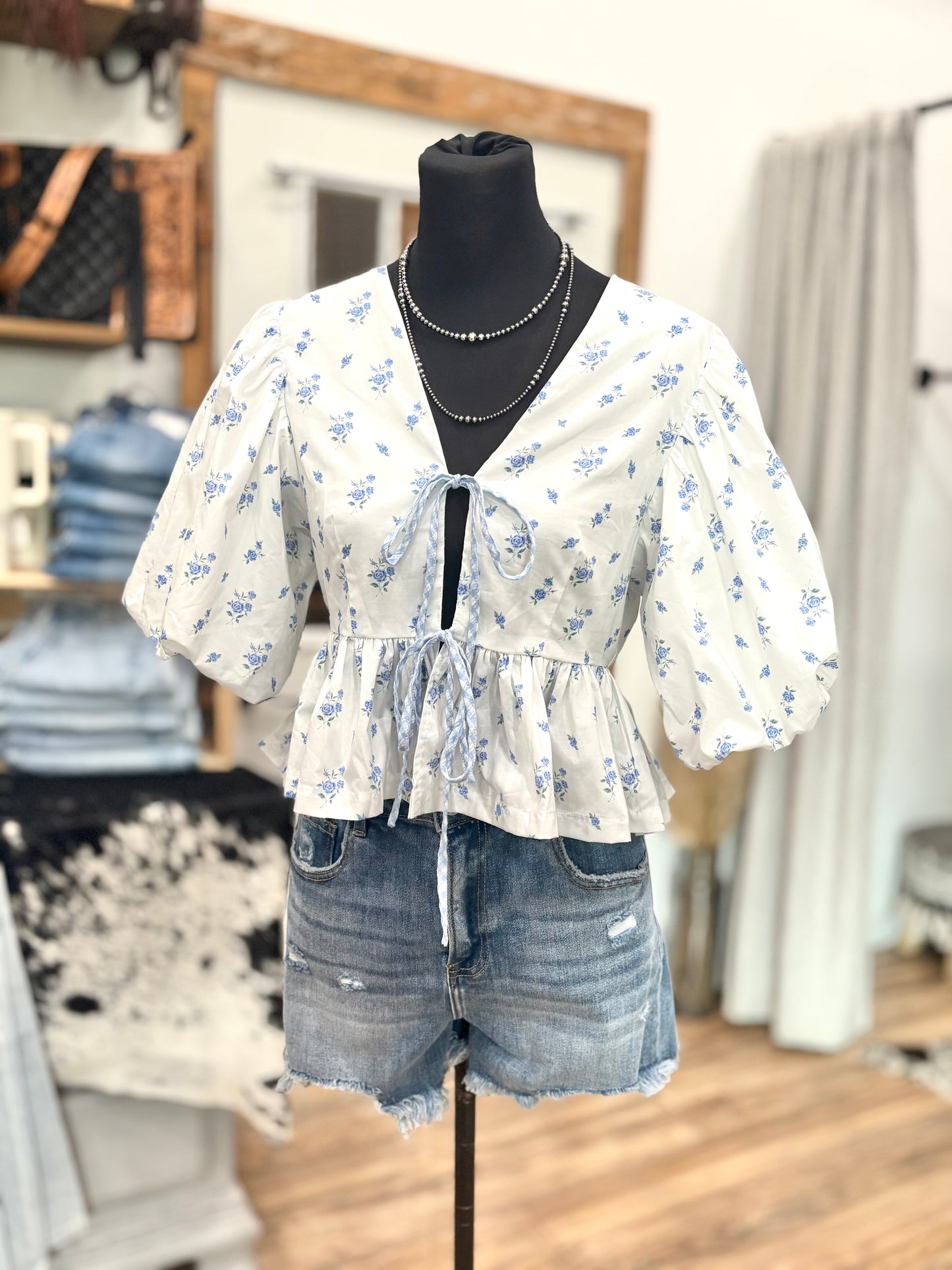Hannah Floral Bow Top