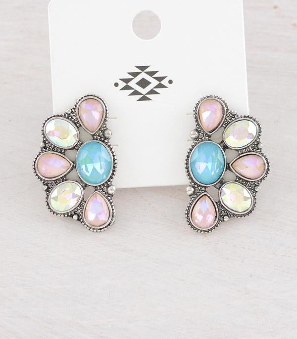 Glass Stone Concho Earrings