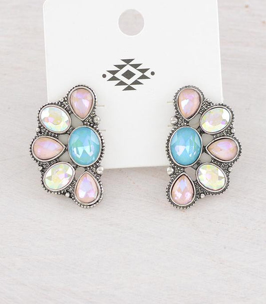Glass Stone Concho Earrings