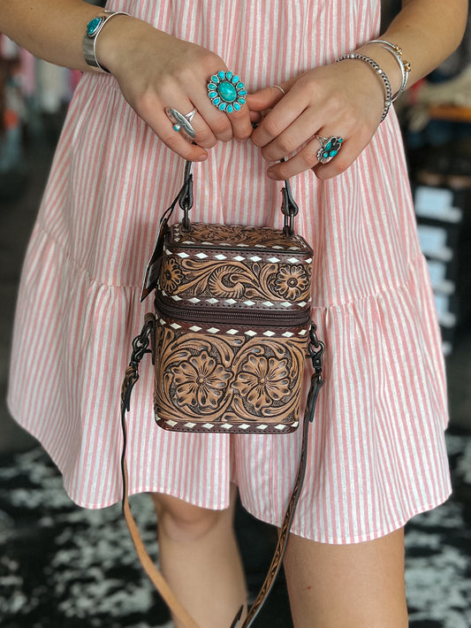 Tooled Leather Mini Purse/Crossbody
