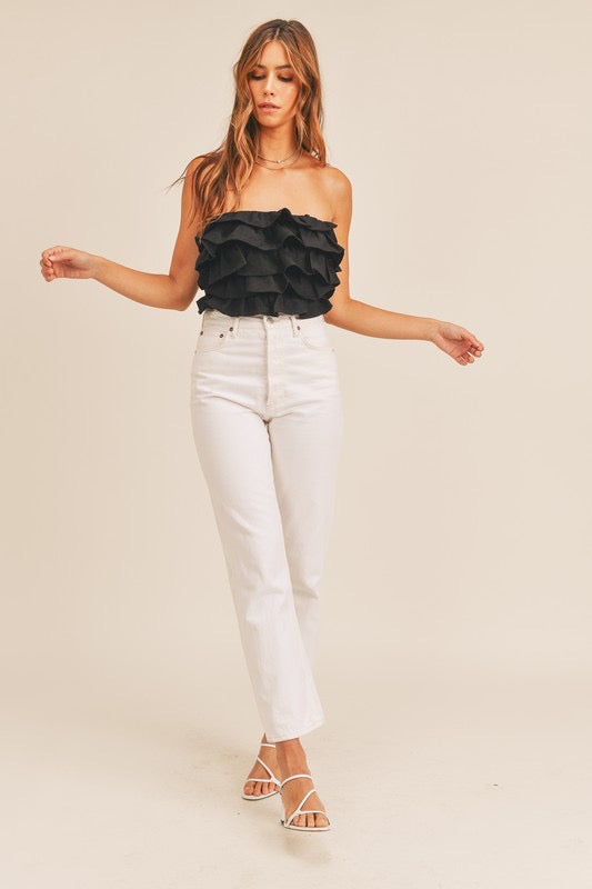 Jetson Ruffle Lace Back Top
