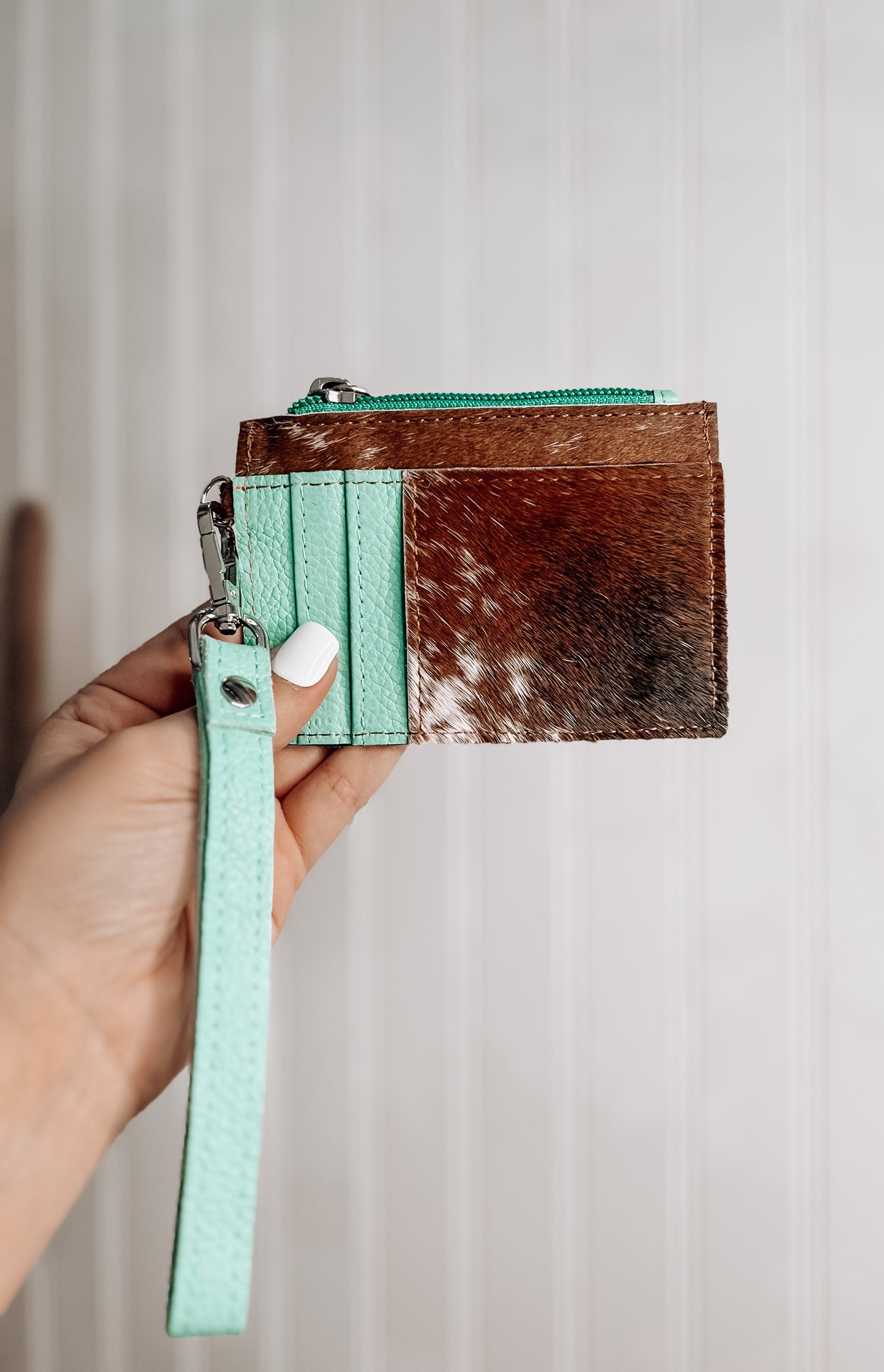 Cowhide Wristlet Card Holder