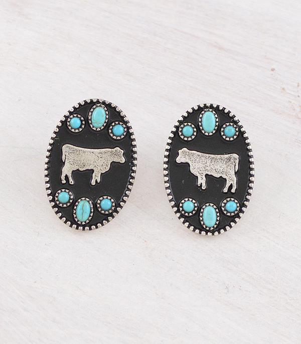 Turquoise Cow Earrings