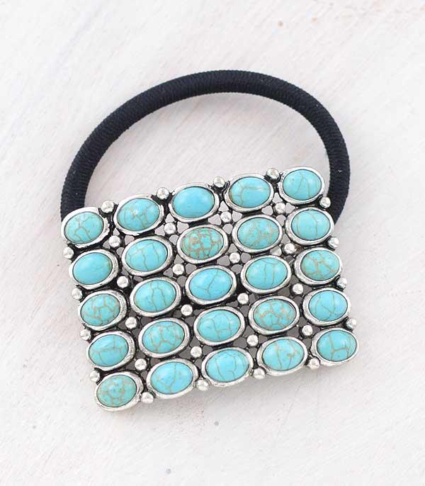 Turquoise Cluster Hair Tie