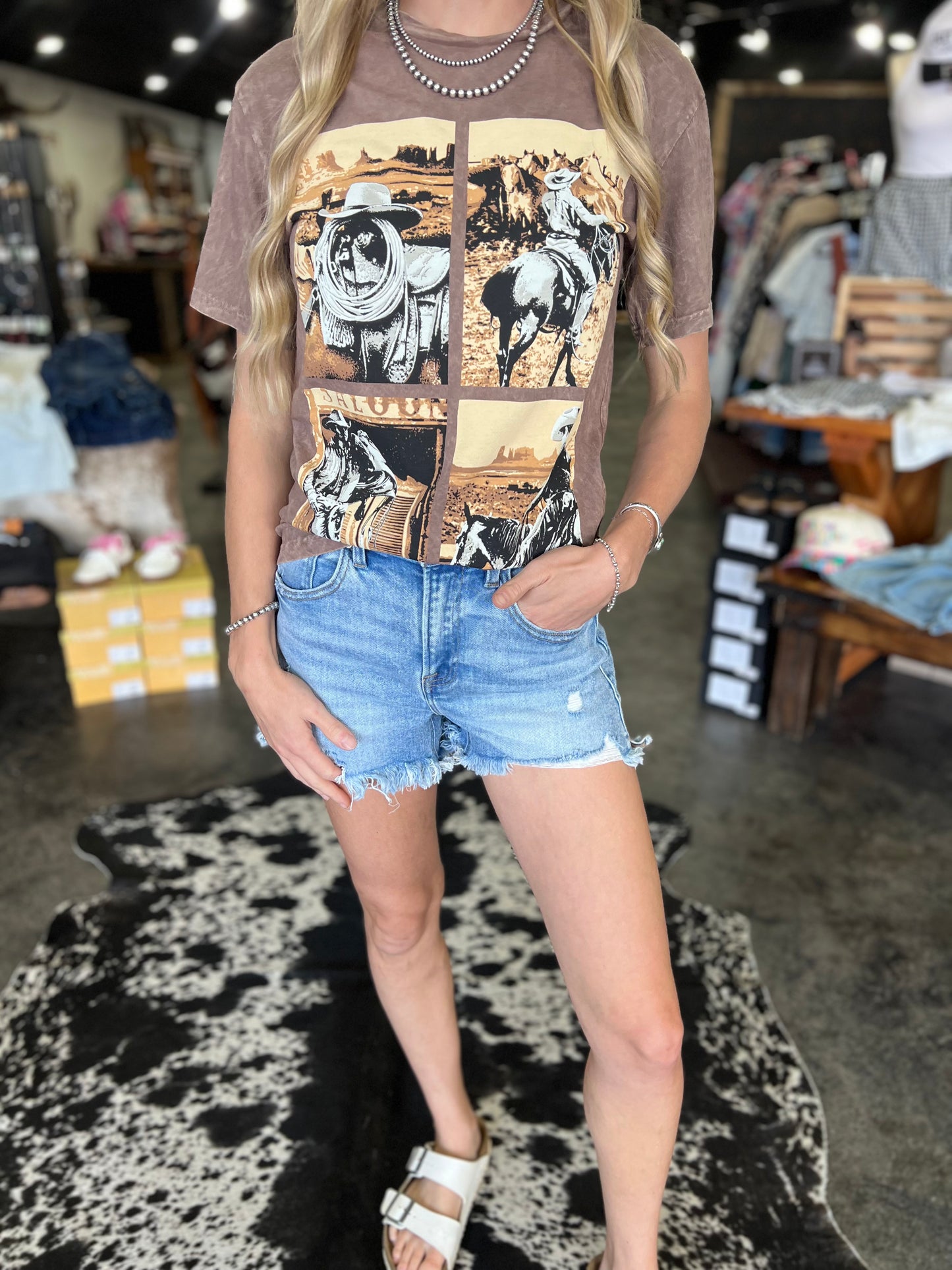 Cowboy Life Collage Mineral Wash Graphic Tee