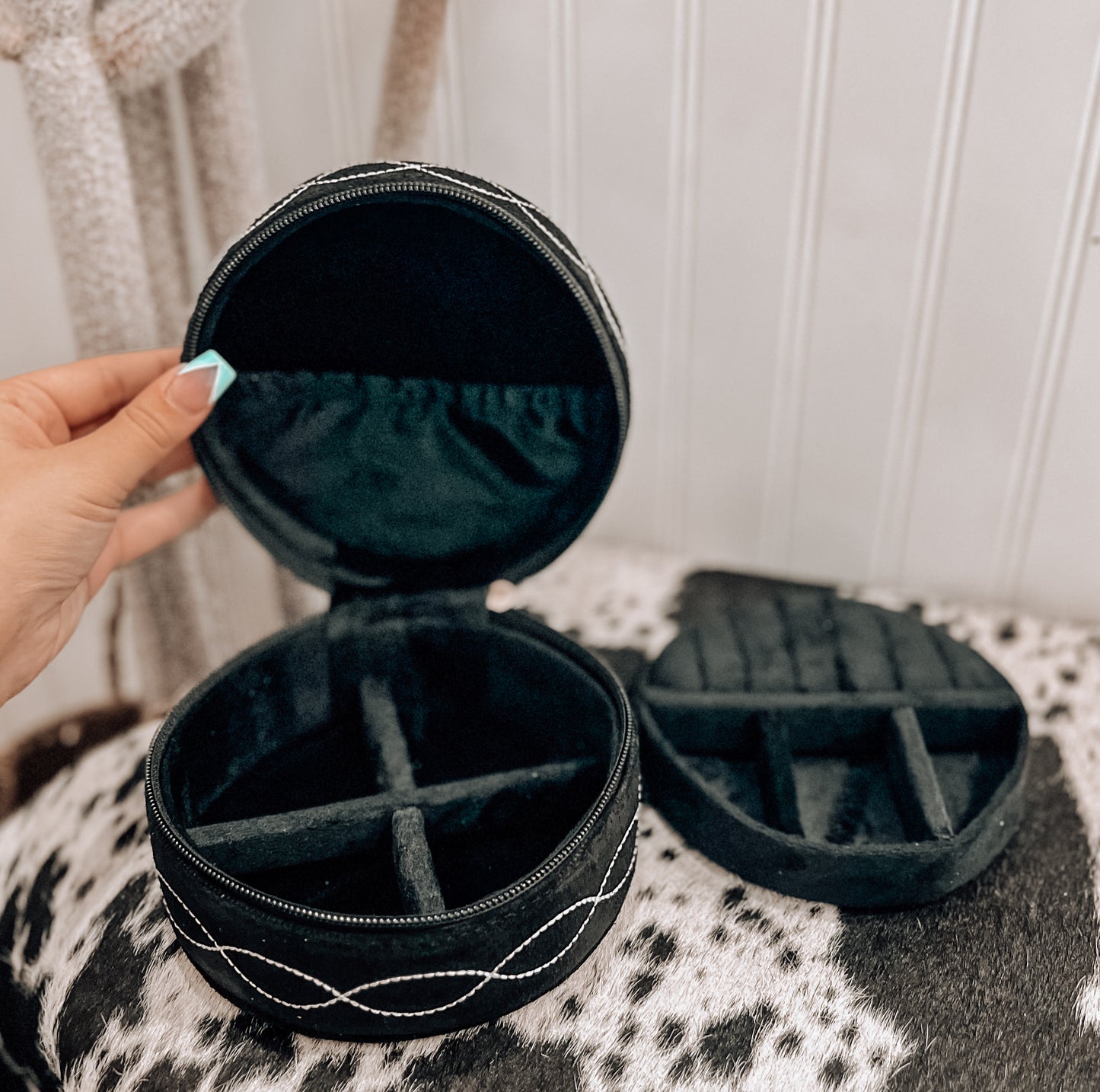 Black Boot Stitch Jewelry Box