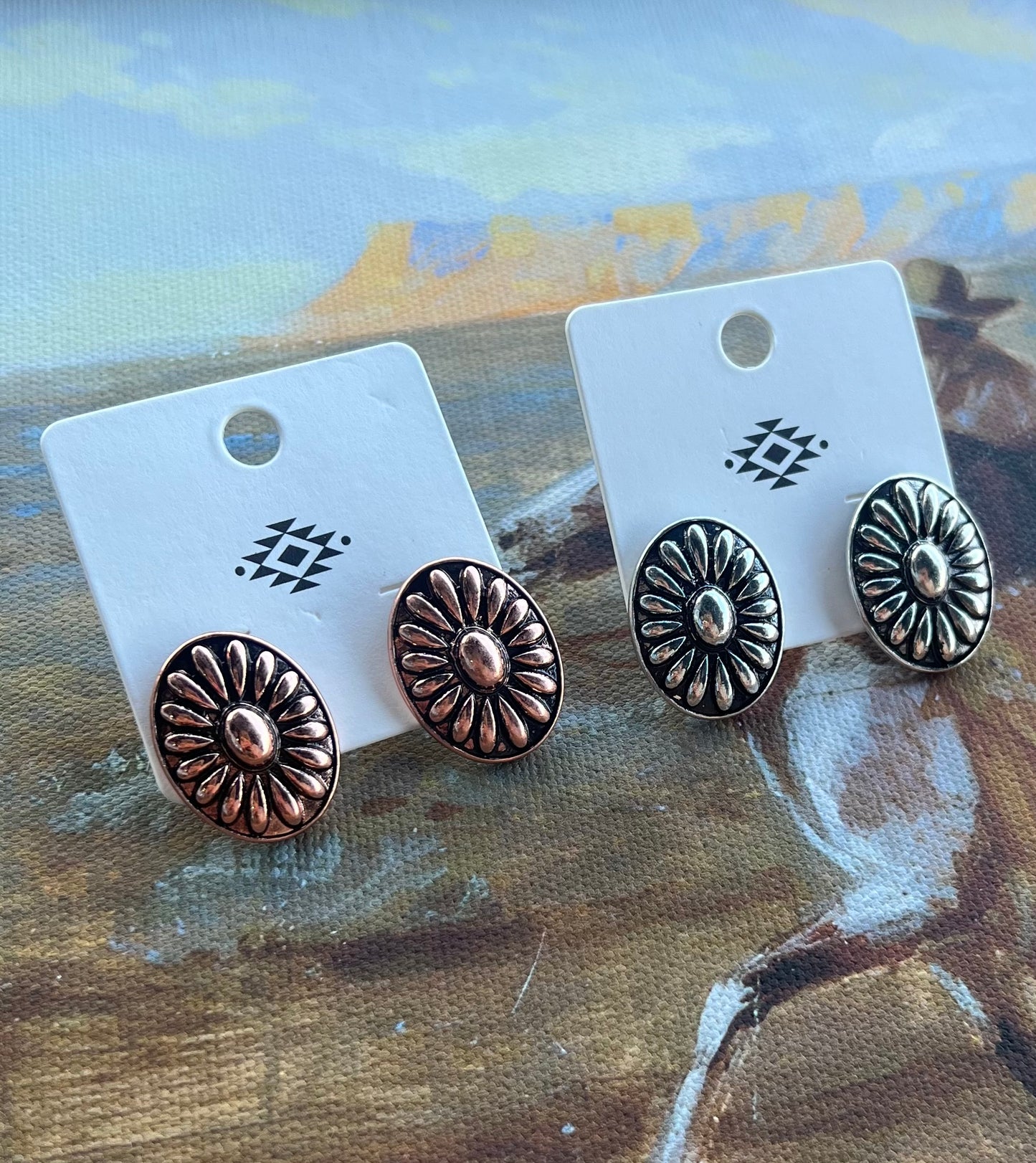 Oval Concho Earrings
