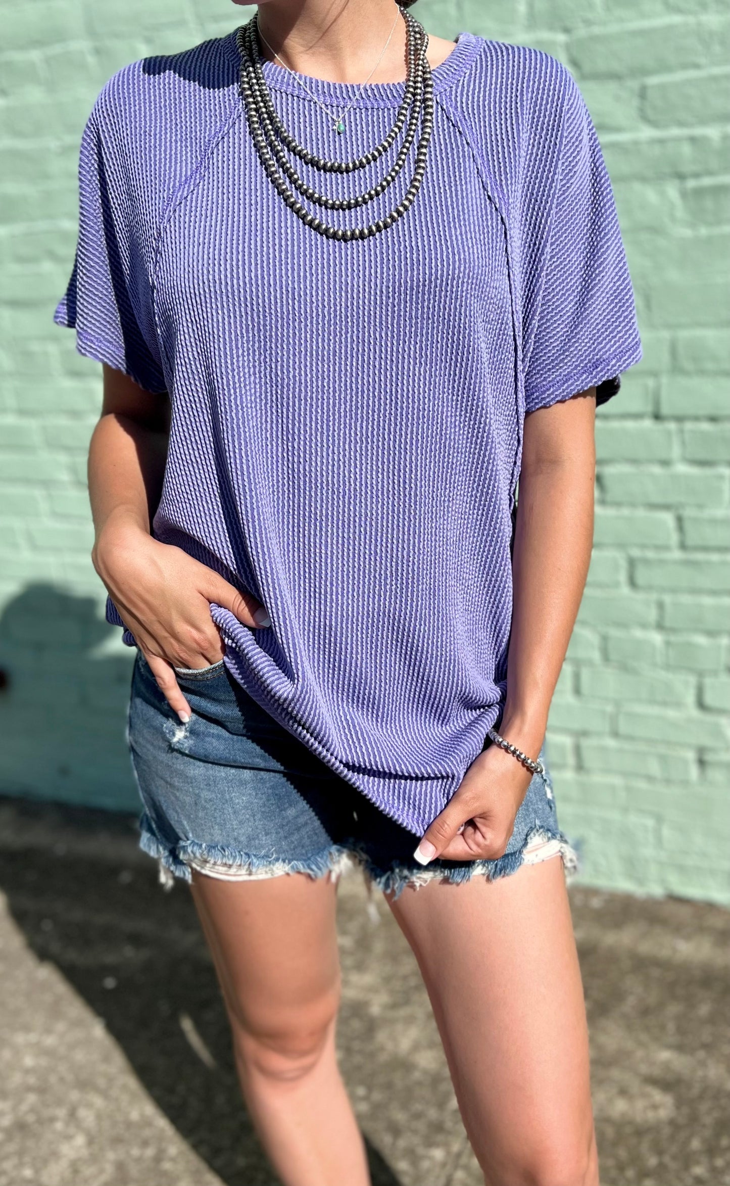 The Willa Ribbed Tee *Violet