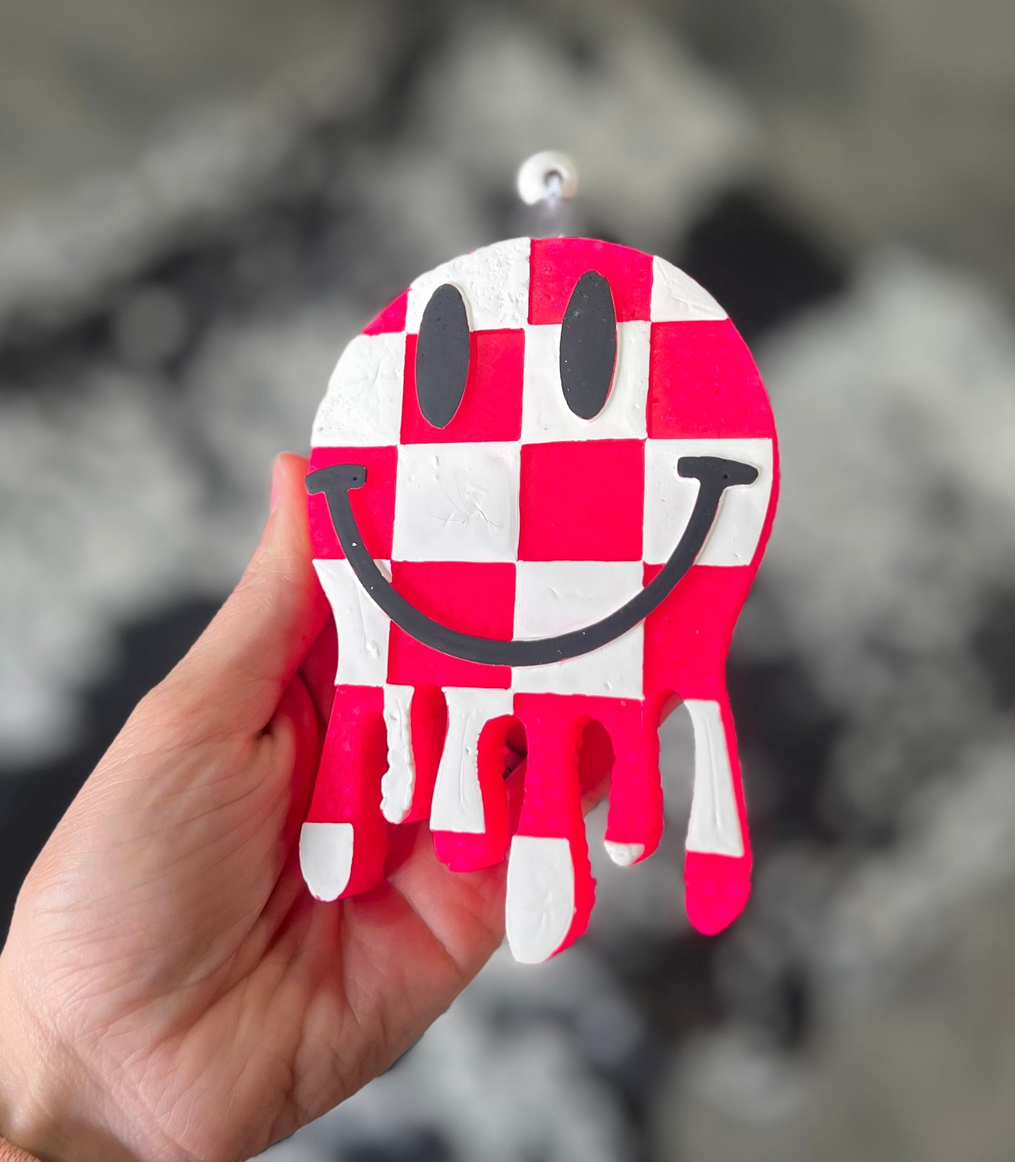 Checkered Drip Smiley Freshie- Volcano