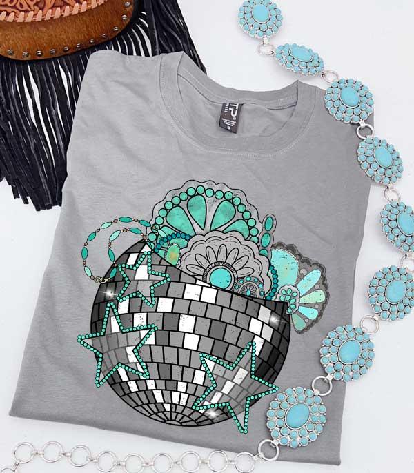 Turquoise Disco Ball Graphic Tee