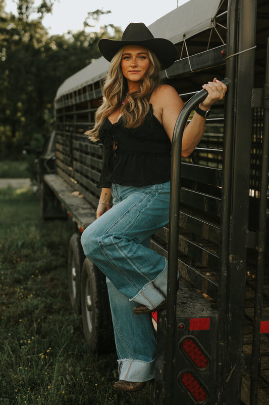 The Adore You Cuffed Wide Jeans