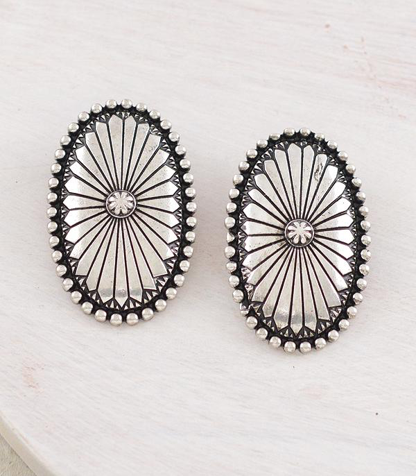 Western Oval Concho Earrings